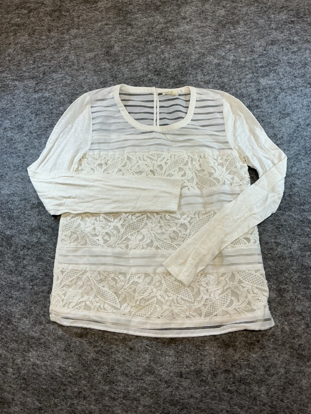 Meadow Rue White Sheer Panelled Front Long Sleeve Top A3